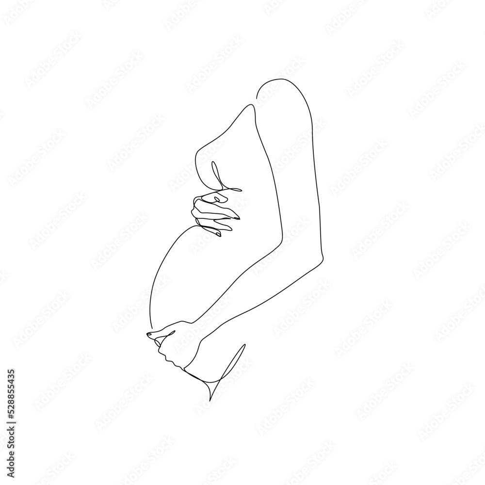 Pregnant woman abstract silhouette, pregnancy, continuous line drawing, print for clothes and logo design, emblem or logo design, isolated vector illustration. Pregnant woman abstract silhouette, pregnancy, continuous line drawing, print for clothes and logo design, emblem or logo design, isolated vector illustration.