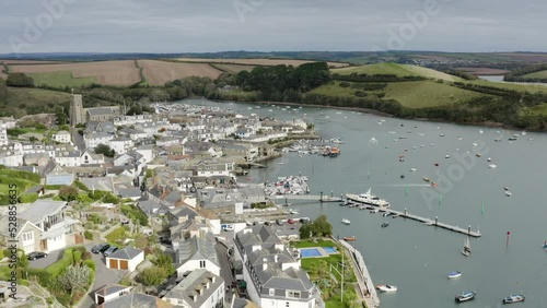 Aerial View Of Salcombe Resort Town, Batson Creek And Harbour In Devon, England, UK. photo