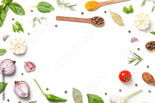 Concept of cooking, different spices, space for text
