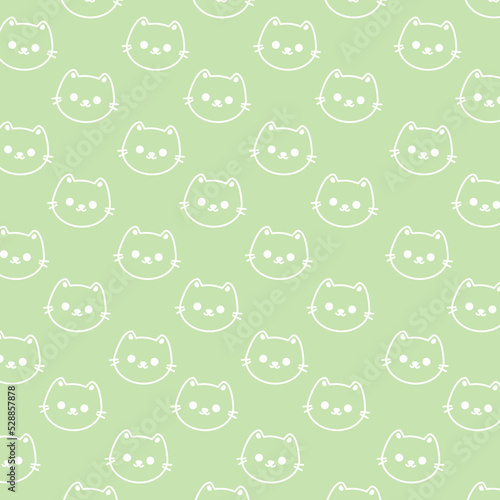 seamless pattern cute and simple cat paw in yellow and green color