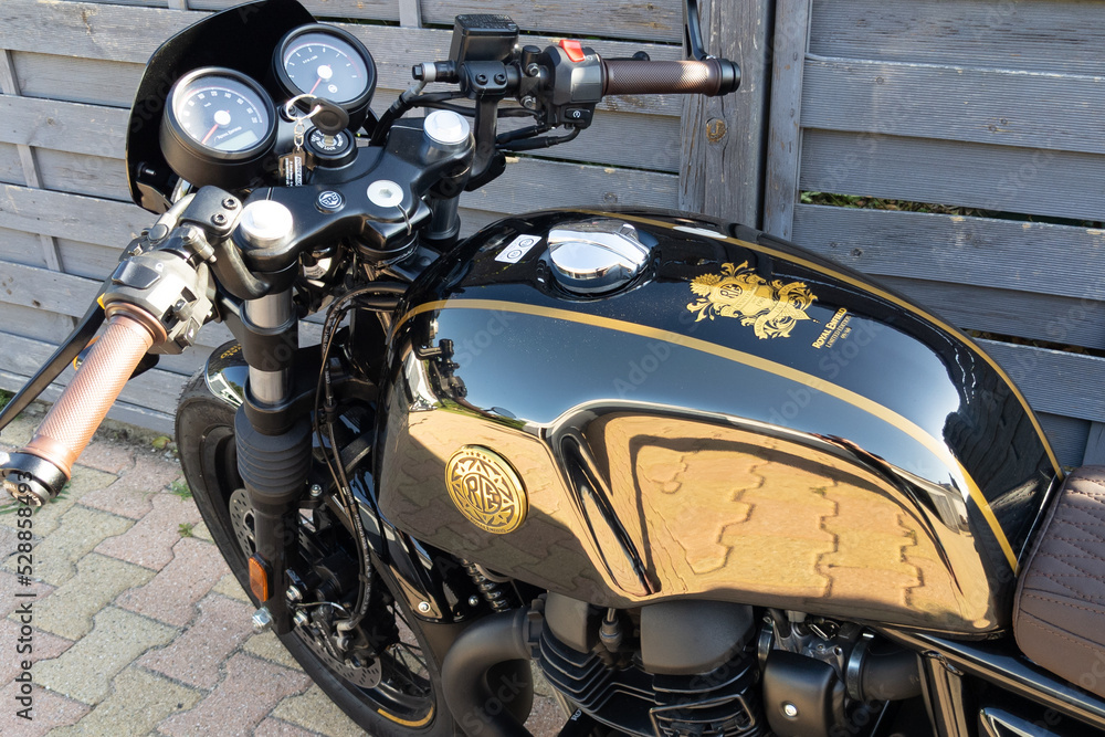 Royal Enfield 650 logo brand and text sign motorcycle handlebar