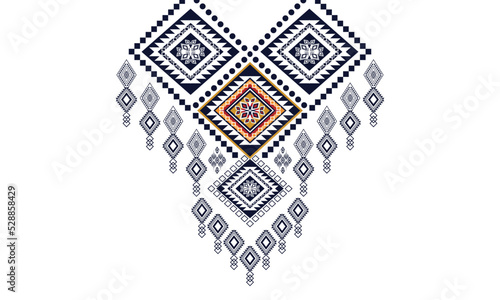 Geometric Ethnic oriental pattern traditional .Floral necklace embroidery design.