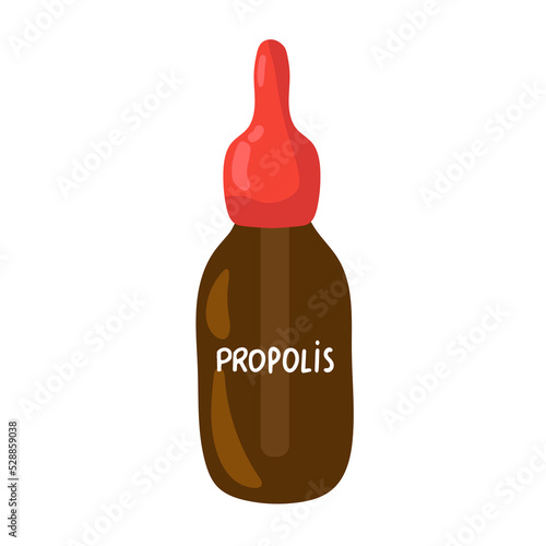 Propolis bottle dropper. Flat illustration. isolated on white
