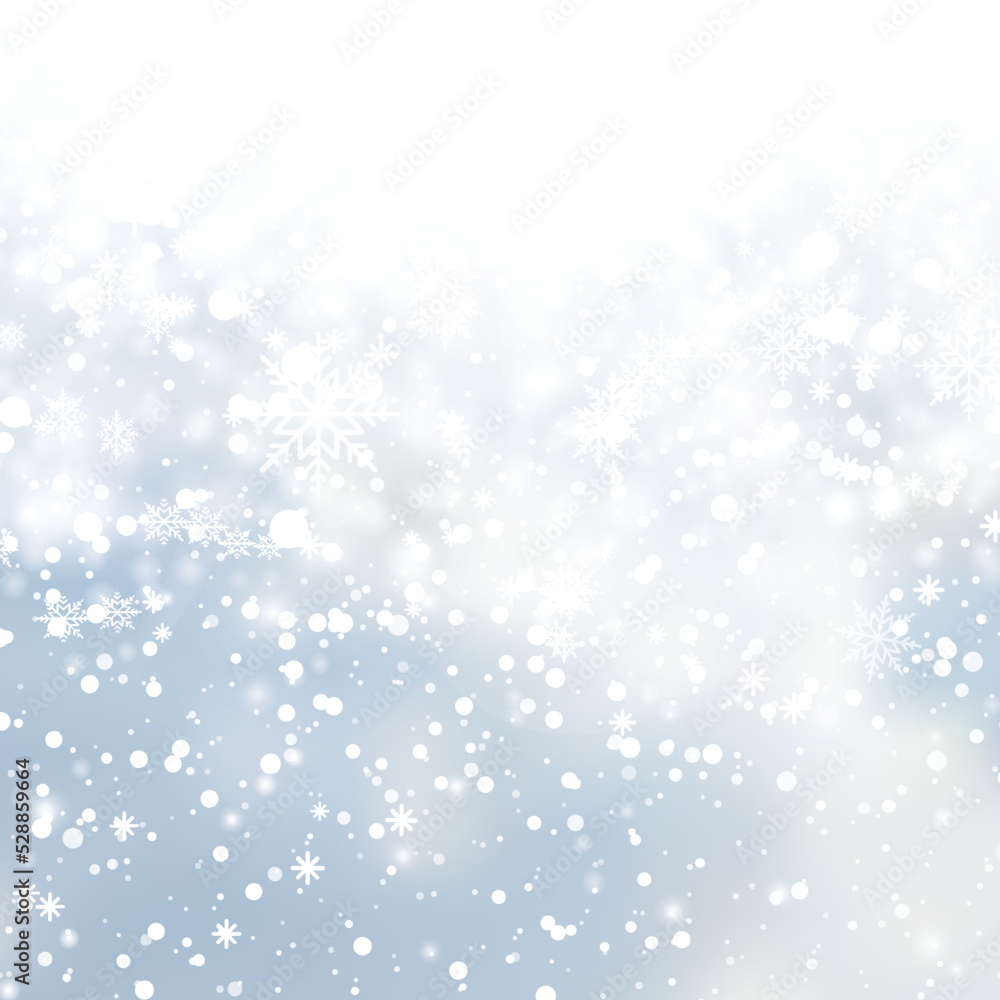 Winter snowfall and snowflakes on light blue background. Xmas and New Year background. Vector Winter snowfall and snowflakes on light blue background. Xmas and New Year background. Vector