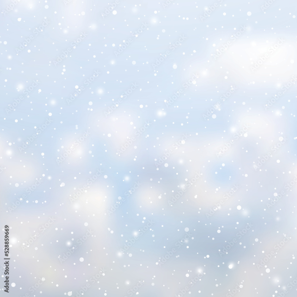 Winter snowfall and snowflakes on light blue background. Xmas and New Year background. Vector Winter snowfall and snowflakes on light blue background. Xmas and New Year background. Vector
