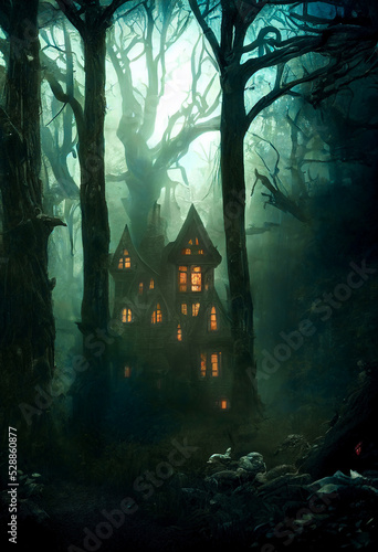 Scary house on moonlight