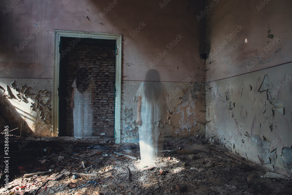 Scary ghost woman in haunted house Scary ghost woman in haunted house