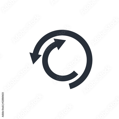 Arrows move in opposite directions. Rotation. Replacement. Vector linear icon isolated on white background.