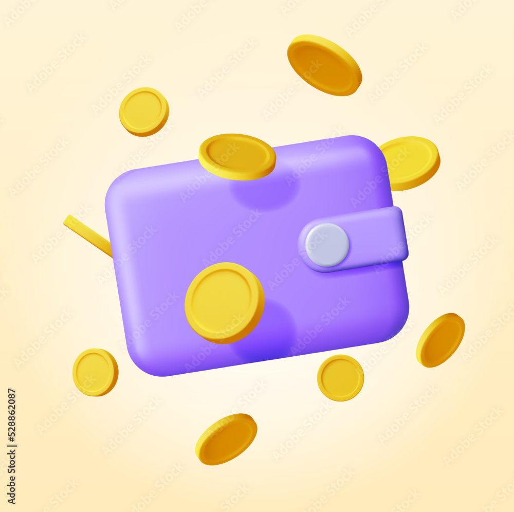 3D Falling Gold Coins and Leather Wallet. Money and Purse. Payment Exchange Concept. Render Golden Coins. Growth, Income, Savings, Investment. Symbol of Wealth. Business Success. Vector illustration. 3D Falling Gold Coins and Leather Wallet. Money and Purse. Payment Exchange Concept. Render Golden Coins. Growth, Income, Savings, Investment. Symbol of Wealth. Business Success. Vector illustration.
