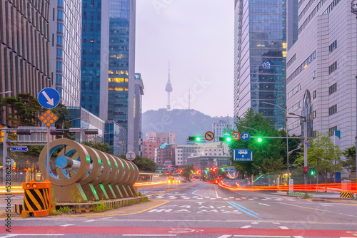 Photography Downtown Seoul city skyline, cityscape of South Korea