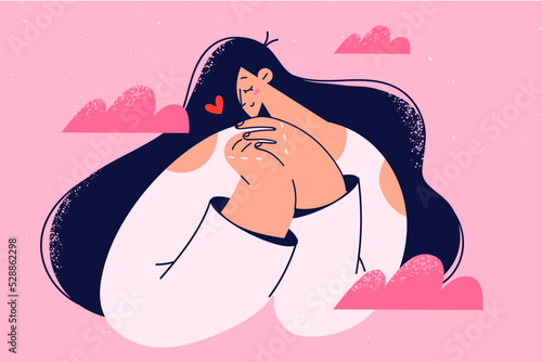 Smiling woman dreaming of love