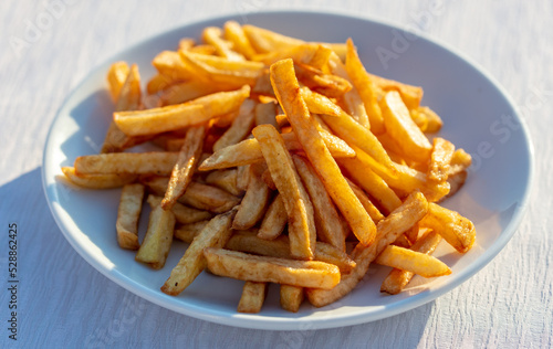 fried french fries on a white plate