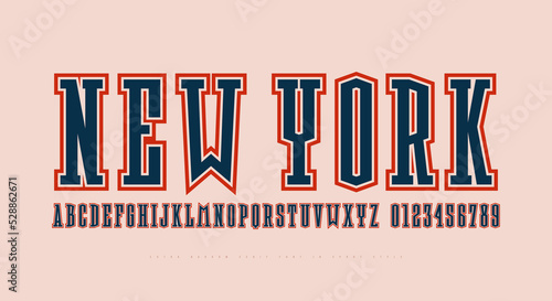 Extra condensed serif font in sport style