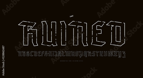 Hollow sans serif font in medieval style