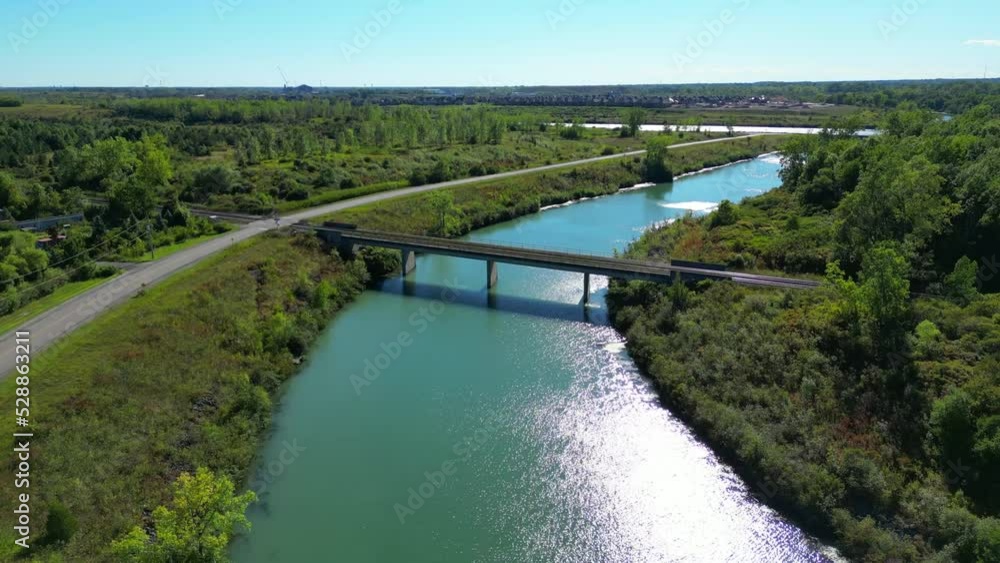 Train Track Bridge Over River Aerial Drone Crossing Beautiful Natural Big Forest Train Track Bridge Over River Aerial Drone Crossing Beautiful Natural Big Forest