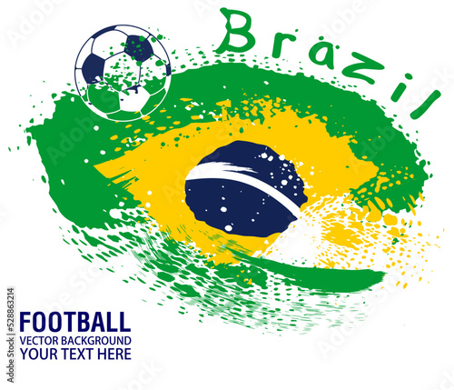 Soccer or Football on Brazil flag background. Vector illustration, suitable for your project: website, poster, display, banner, brosur, templates