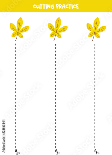 Cutting practice for children with cute leaves.