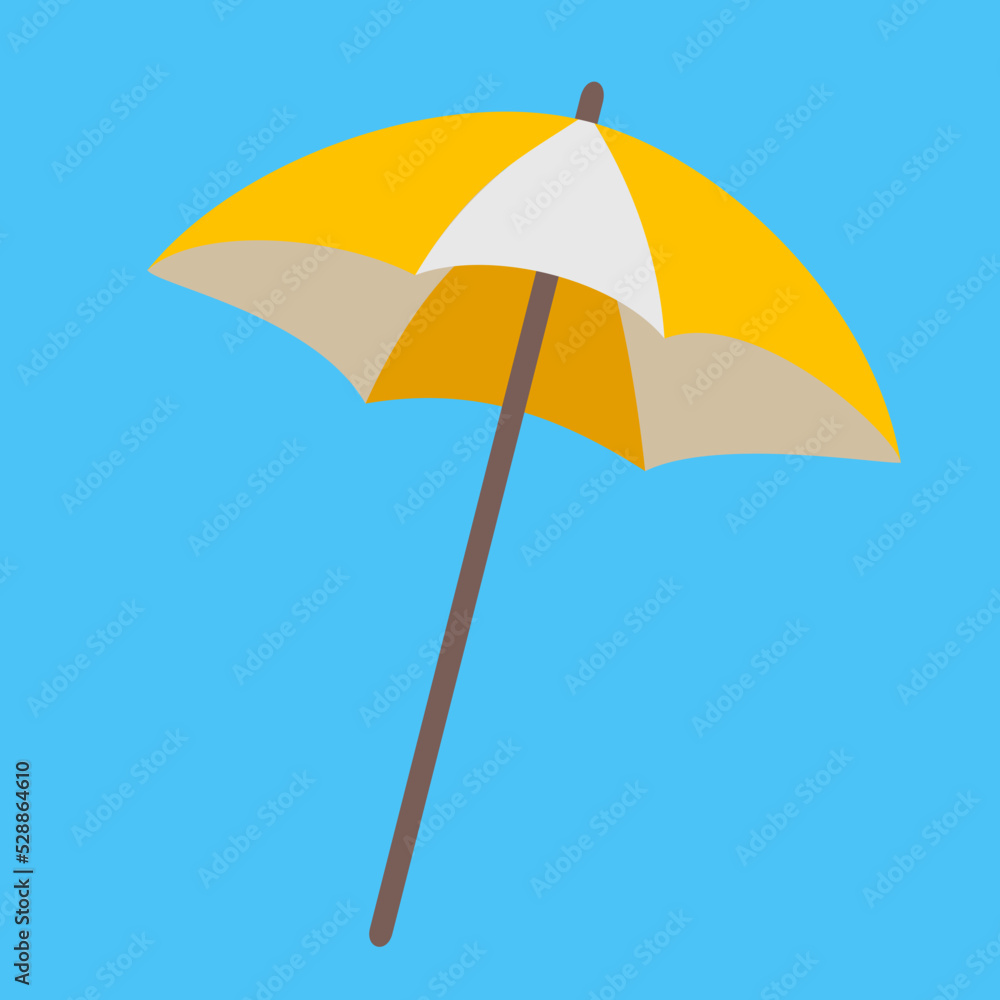 Beach umbrella yellow and white, illustration, vector