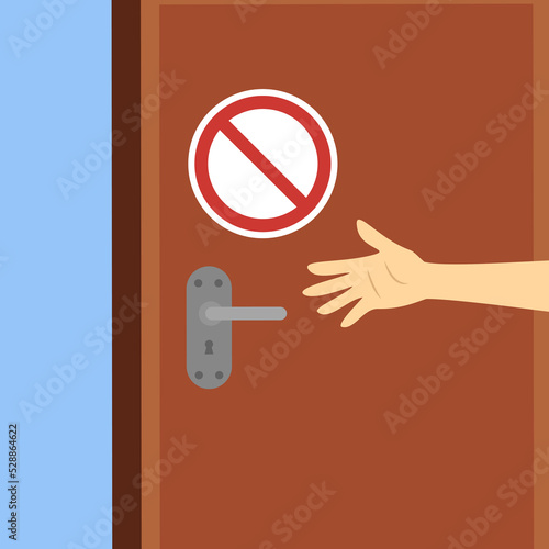 illustration closed door and prohibition sign