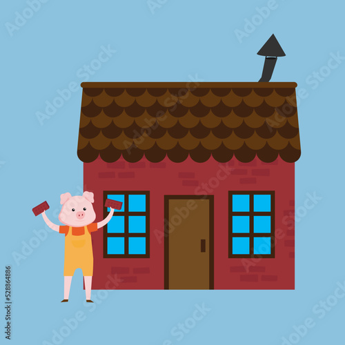 pig near the brick house