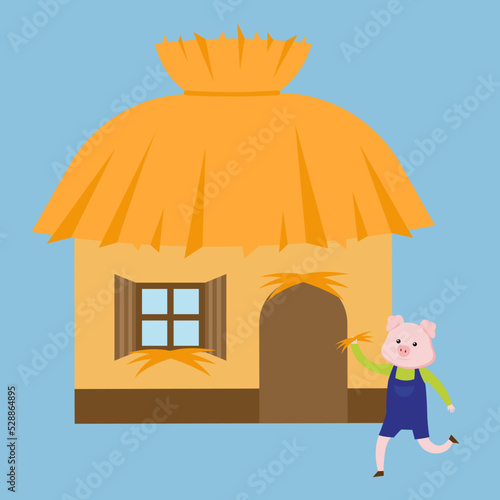 pig near the straw house