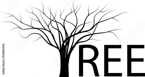 Design word with tree instead letter t vector image. 