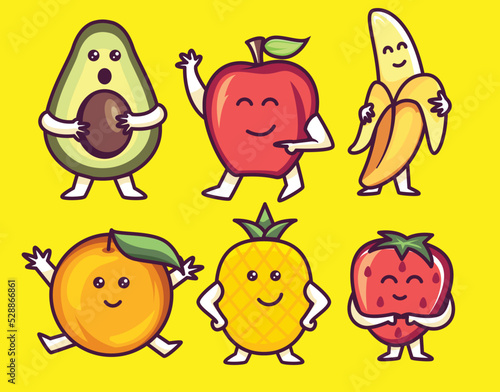 Fruit funny cute character illustration