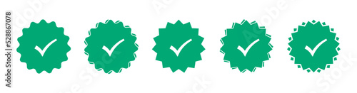 Verified badge profile set. Social media account verification icons. Vector illustration