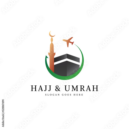 Mecca, haj & umrah Tour and Travel Logo, symbol icon. Suitable for travel business and Islamic content. photo