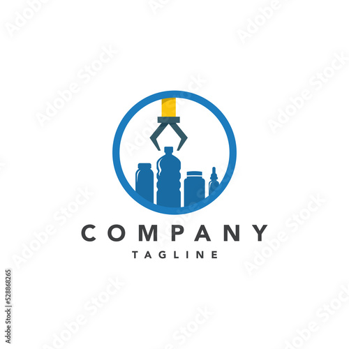Set of plastic water bottle manufacture production company logo template.