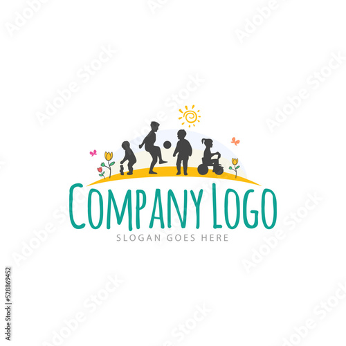Children Play Logo, Creative Symbol, Icon vector logo template 