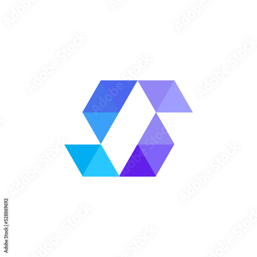 Initial Letter S Geometric Hexagonal Logo. Usable for Business and Technology Logos. Flat Vector Logo Design Template Element.