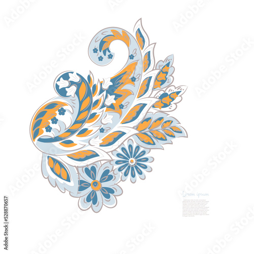 Vector Paisley pattern in floral indian style