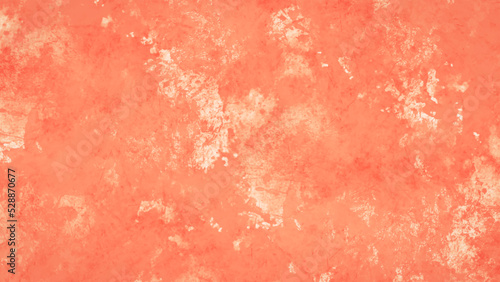 Colorful concrete textured with scratches and cracks. Abstract marble background in coral color. Beautiful old peeling orange stucco plaster wall texture background.