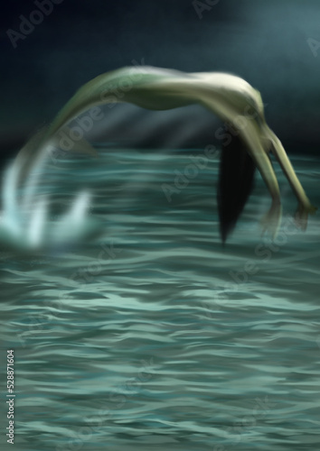 Sirena saltando en el agua