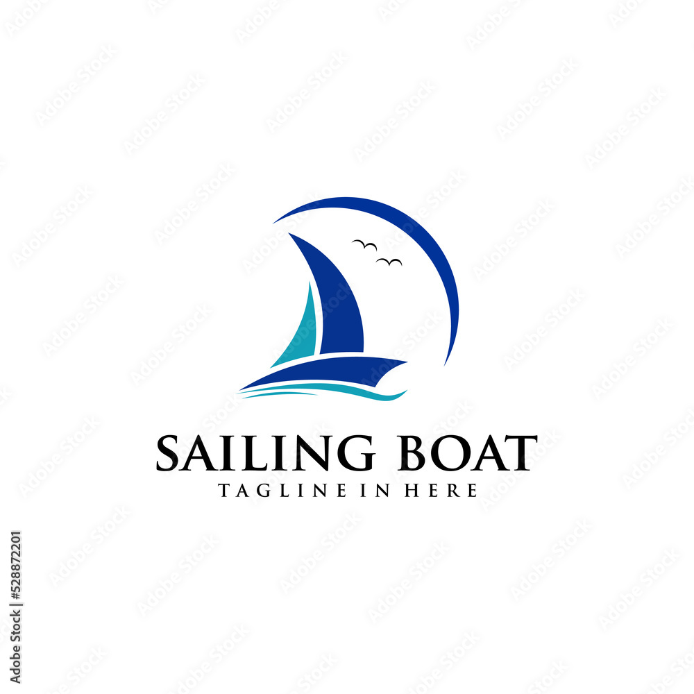 sailing boat logo, marine ocean shipping logo vector sailing boat logo, marine ocean shipping logo vector