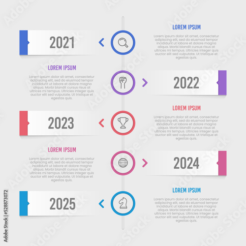 Infographic simple timeline template 5 years start to success