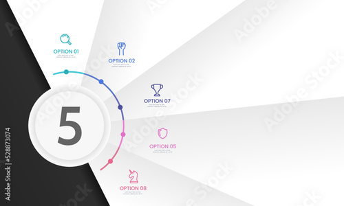 Infographic 5 options process. Fan style