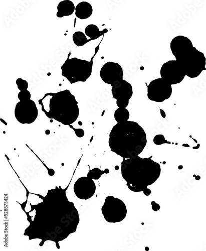 Black Ink drop on white background. Round, ragged inkblot