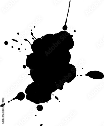 Black Ink drop on white background. Round, ragged inkblot