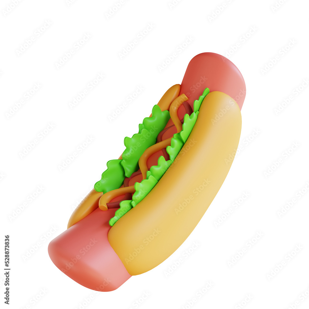 3D illustration hot dog