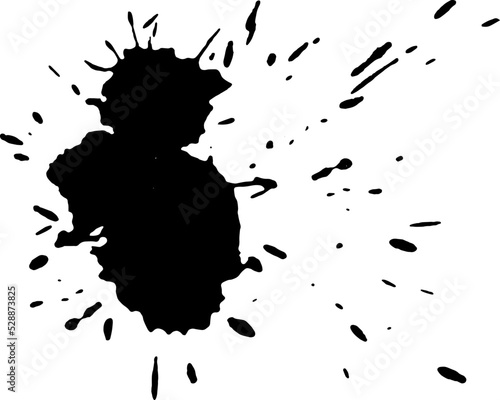 Black Ink drop on white background. Round, ragged inkblot