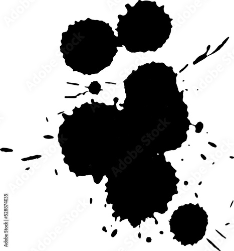 Black Ink drop on white background. Round, ragged inkblot