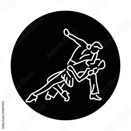 Couple dancing rumba color line icon. Pictogram for web page
