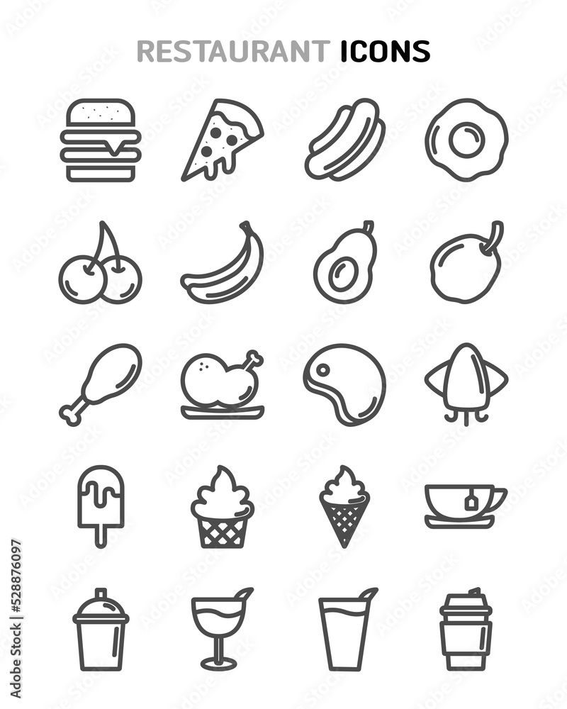 Outline Food and Beverages Icons