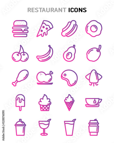 Gradient Food and Beverages Icons
