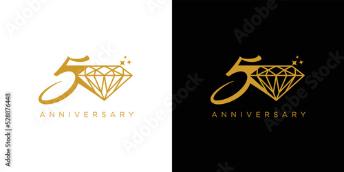 Modern and luxury 50 diamond celebration logo design