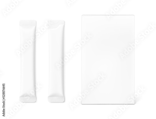 Universal blank cardboard box with stick mockup. Frontal view. Vector illustration isolated on white background. Can be use for food, medicine, cosmetic and etc. EPS10.	