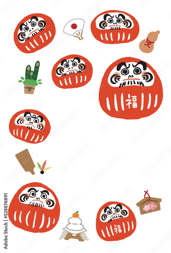 Obraz premium 2023年 だるまの年賀状