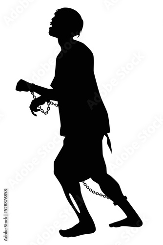 Prison zombie silhouette vector on white background, ghost or devil in Halloween day.